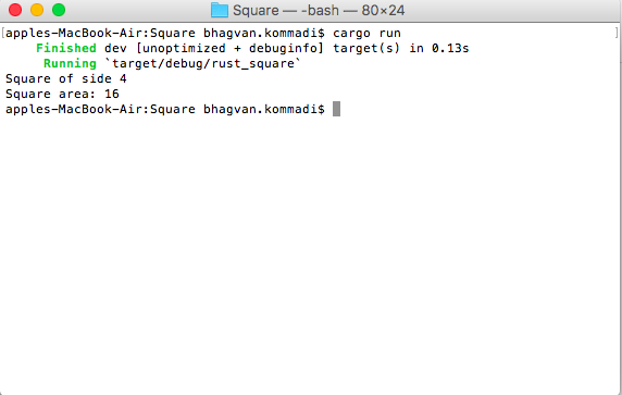 Square Area: Struct & methods – Rust blog
